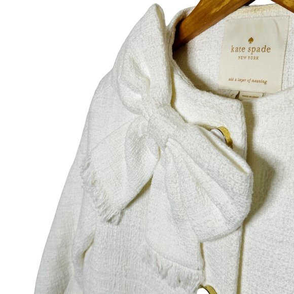 Kate Spade New York Women's Size 2 White Dorothy Bow Front Tweed Jacket - Picture 5 of 12